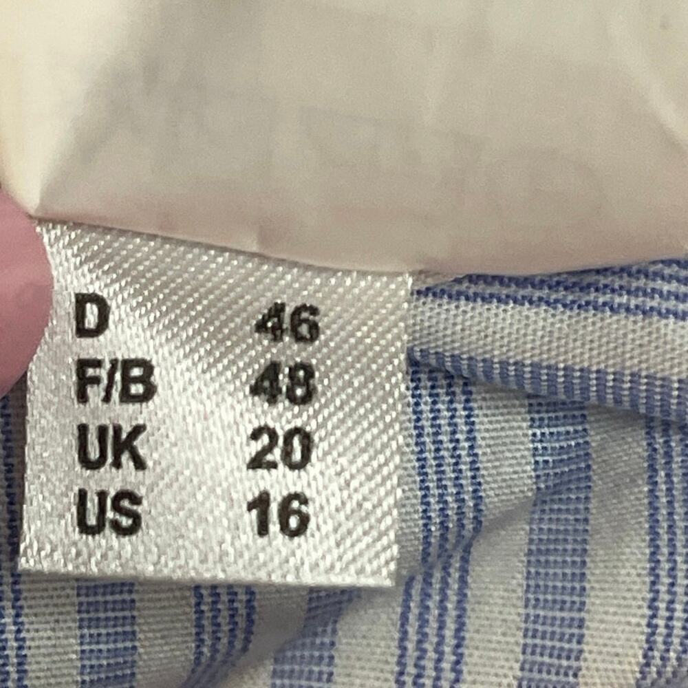 MADELEINE Mode GmbH Blue & White Striped Button Up 3/4 Sleeve Shirt | Size 16 - Picture 15 of 15